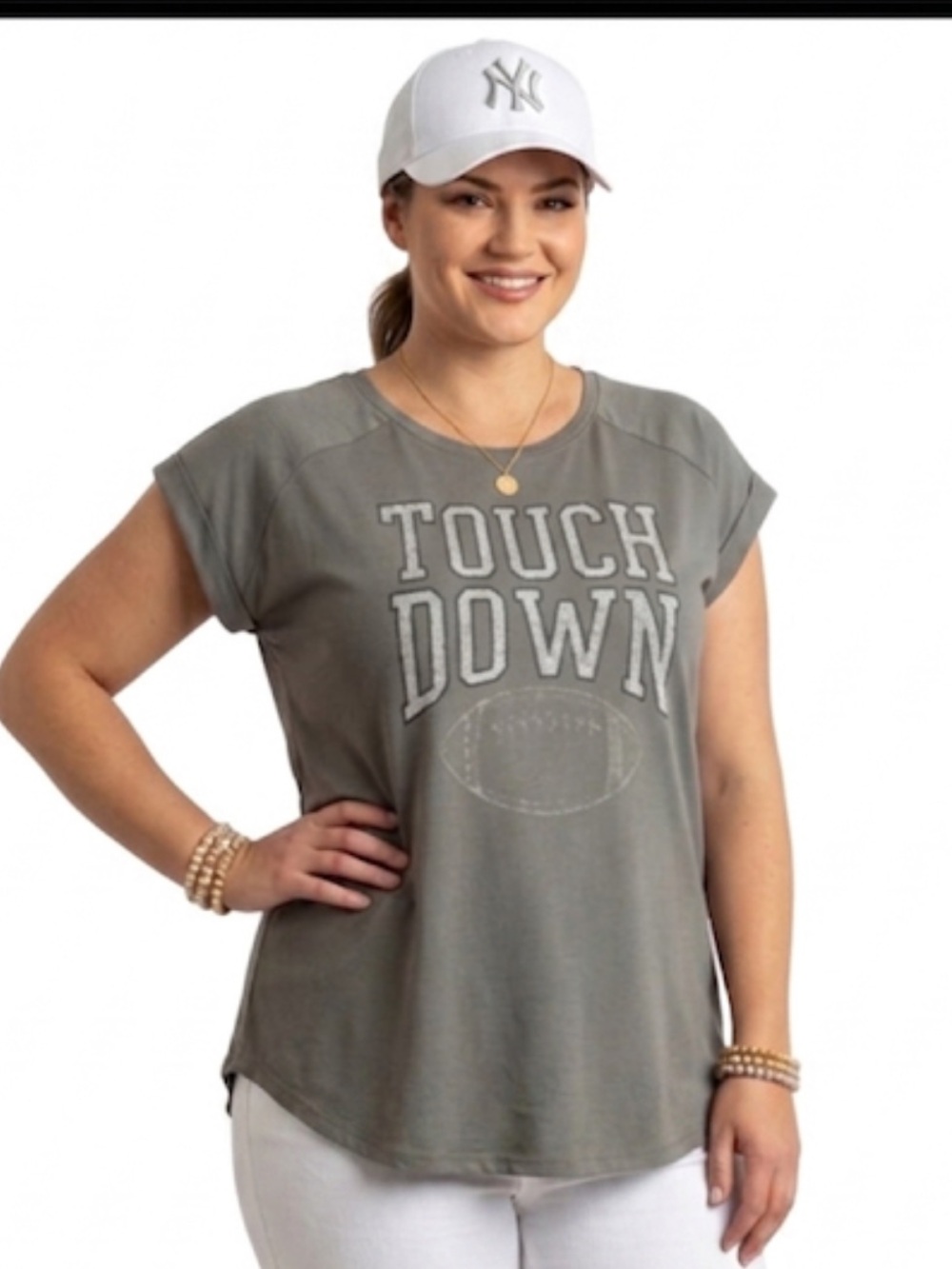New Tailgates and Touch Downs‎ Football Graphic Grey T Shirt Varsity Size: 2X
